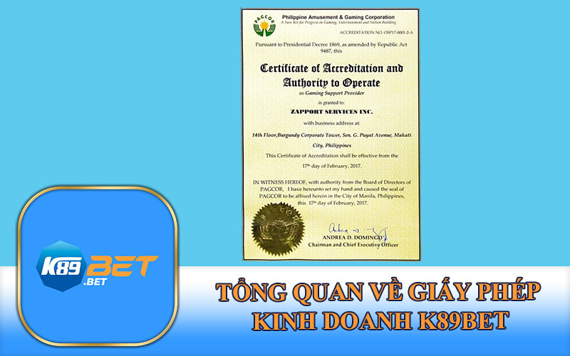 Tổng Quan Về Giấy Phép Kinh Doanh K89Bet